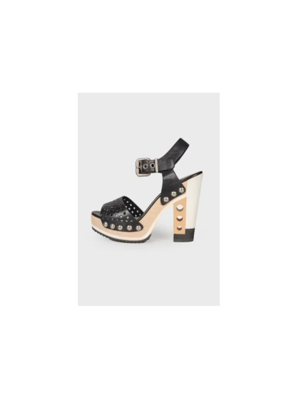 V-44. Fendi Leather Perforated Platform Heels Black